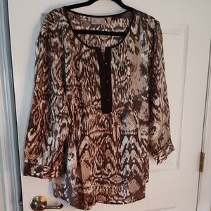 Elegant Brown Patterned Blouse
